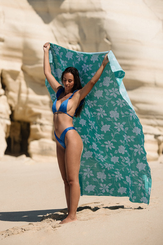 BEACH PAREO - TEINA TURQUOISE